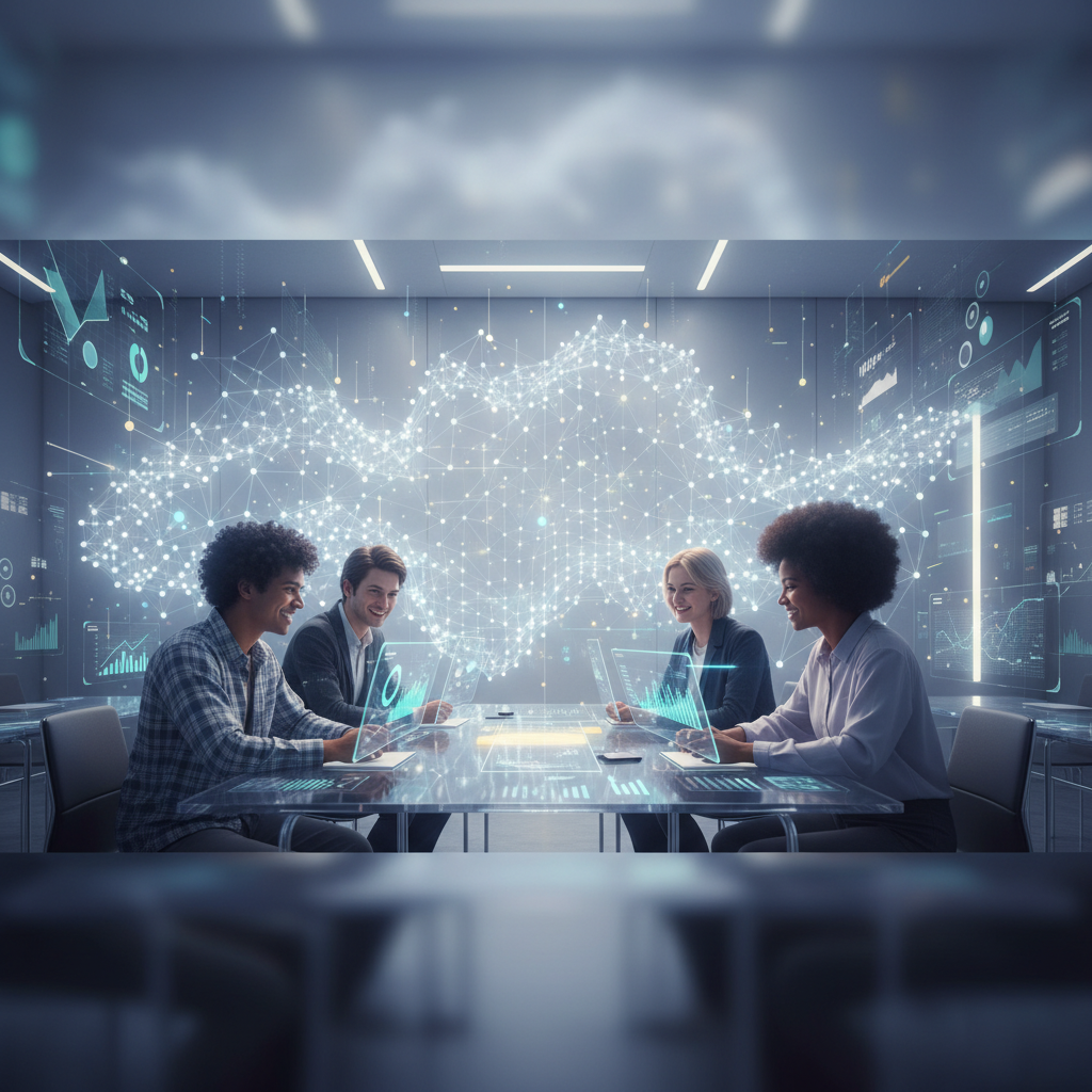 Personne suivant une formation sur ordinateur dans un environnement lumineux et collaboratif.